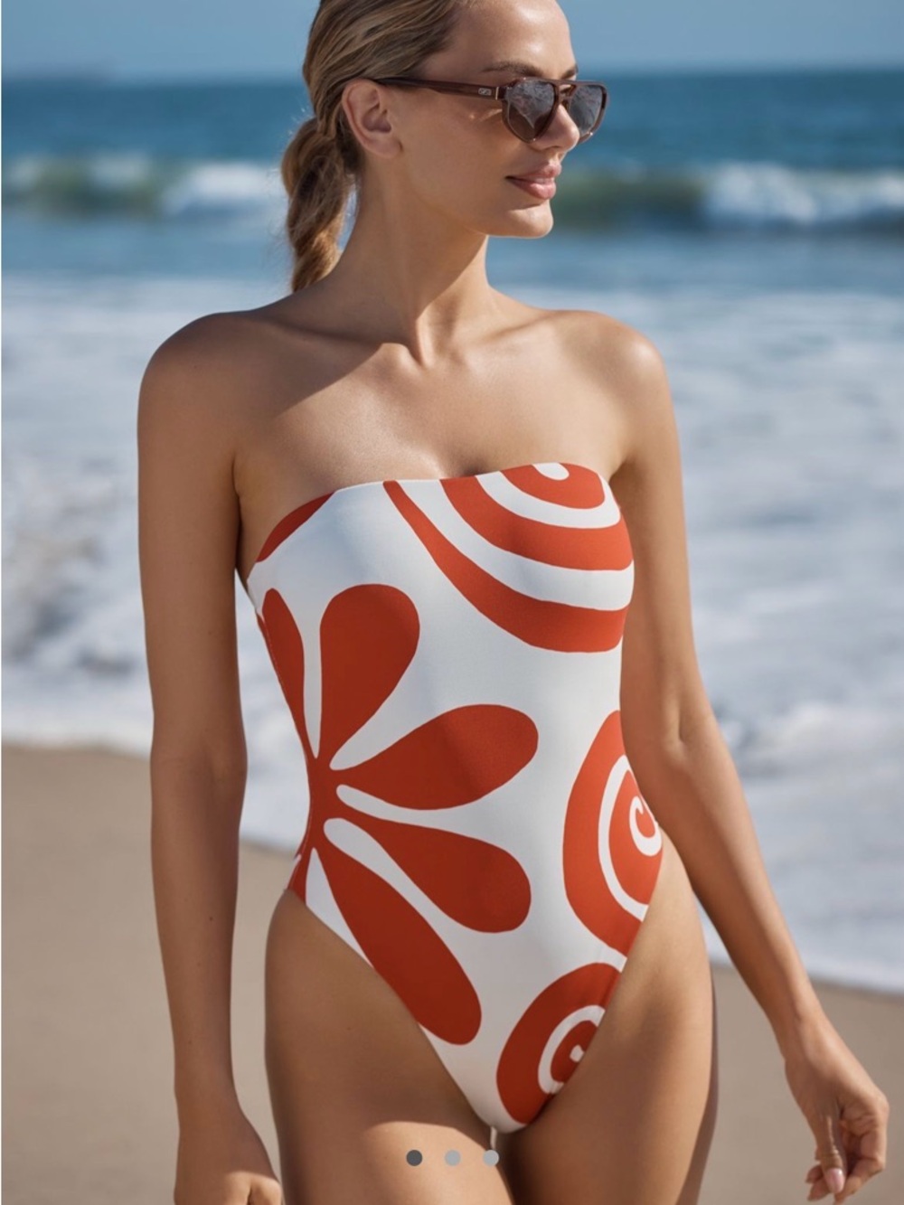 NWT Cala De La Cruz Lore Strapless One-Piece Cenote Scarlet Swimsuit M $295